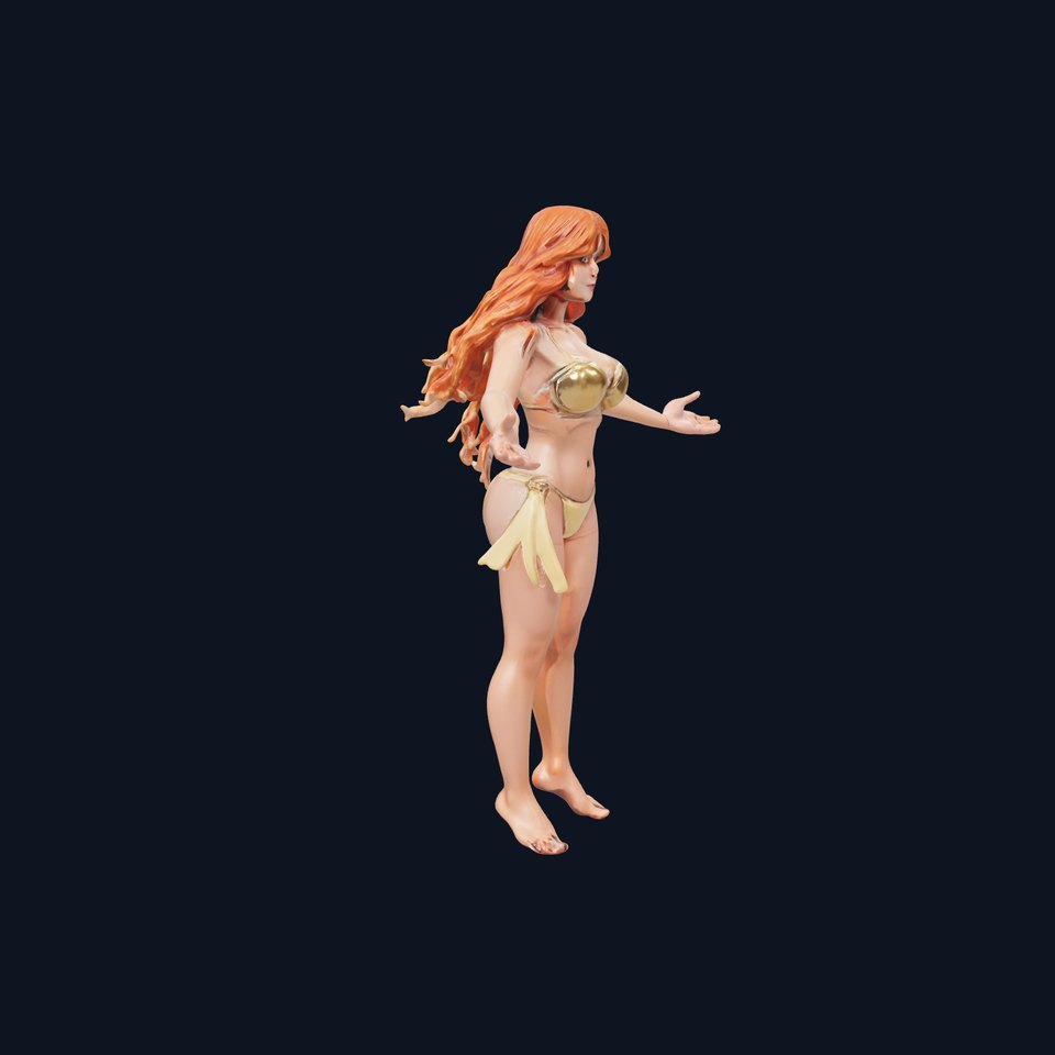 Beach Warrior Rigged and Animated D Character Model